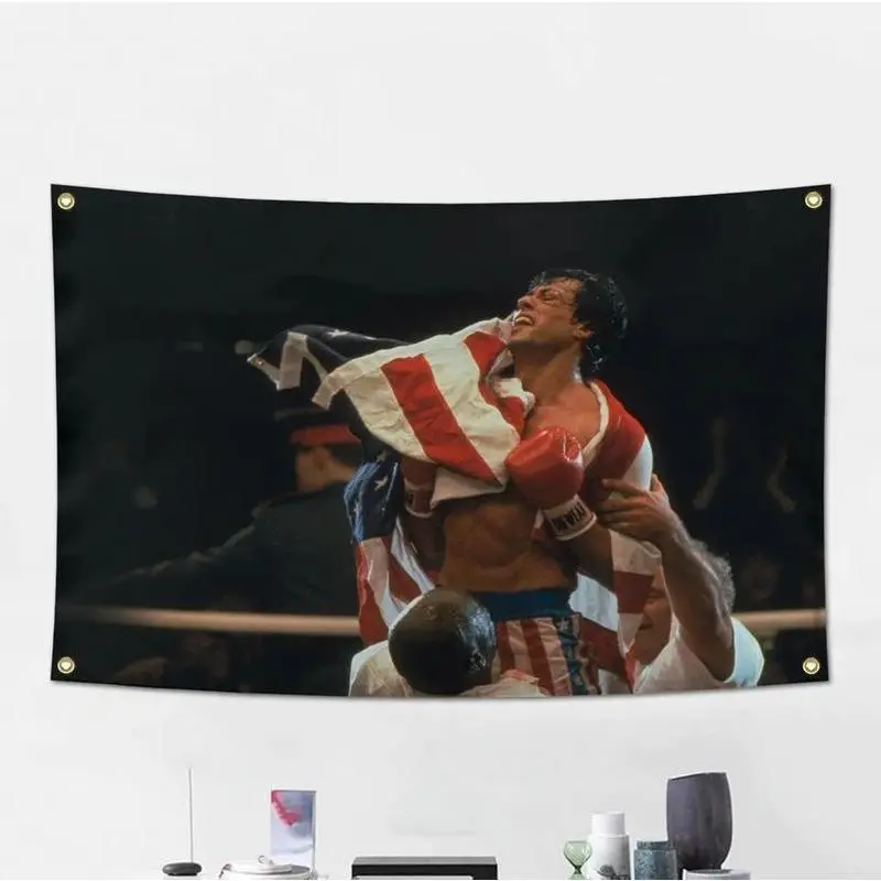 Rocky Balboa Movie Pattern Velvet Tapestry - Large, Lightweight Polyester Wall Hanging, Indoor Decoration for Bedrooms, Dorm Essentials, Indoors