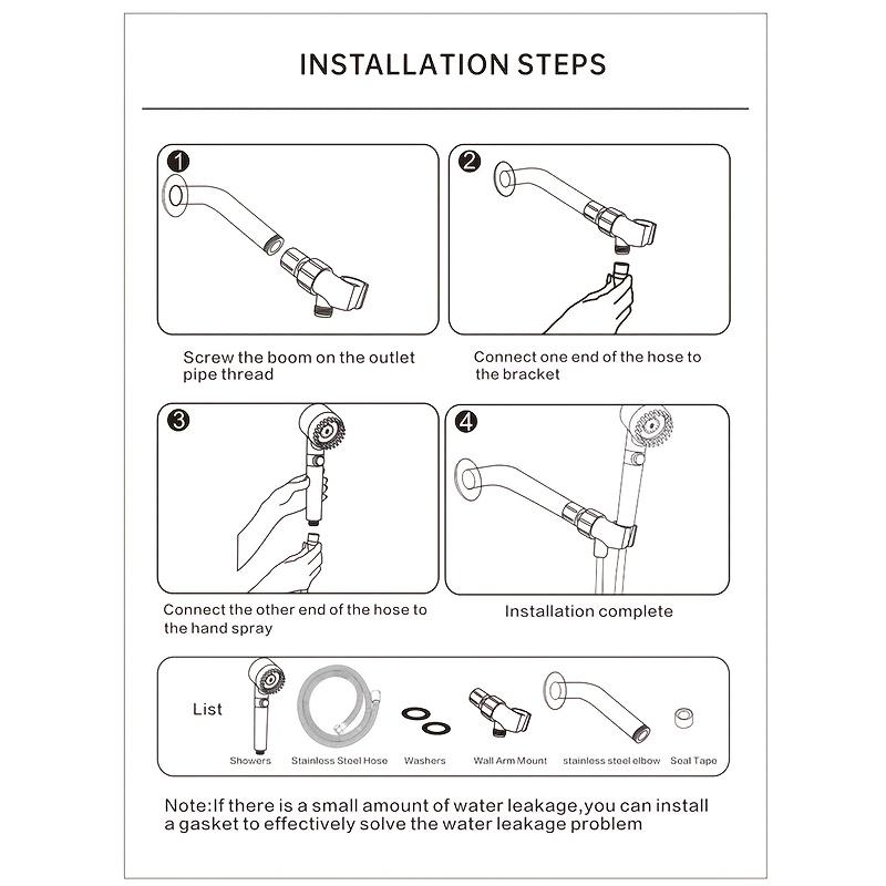 Multi-Functional Handheld Shower Head Set with Scalp Massager, 4 Spray Modes, 1.5m Encrypted Hose, Removable Showerhead Kit, Water Softening, Quick Spray Gun Conversion, French Country Style, PVC Material, Includes 2 Filter Cottons & Washer
