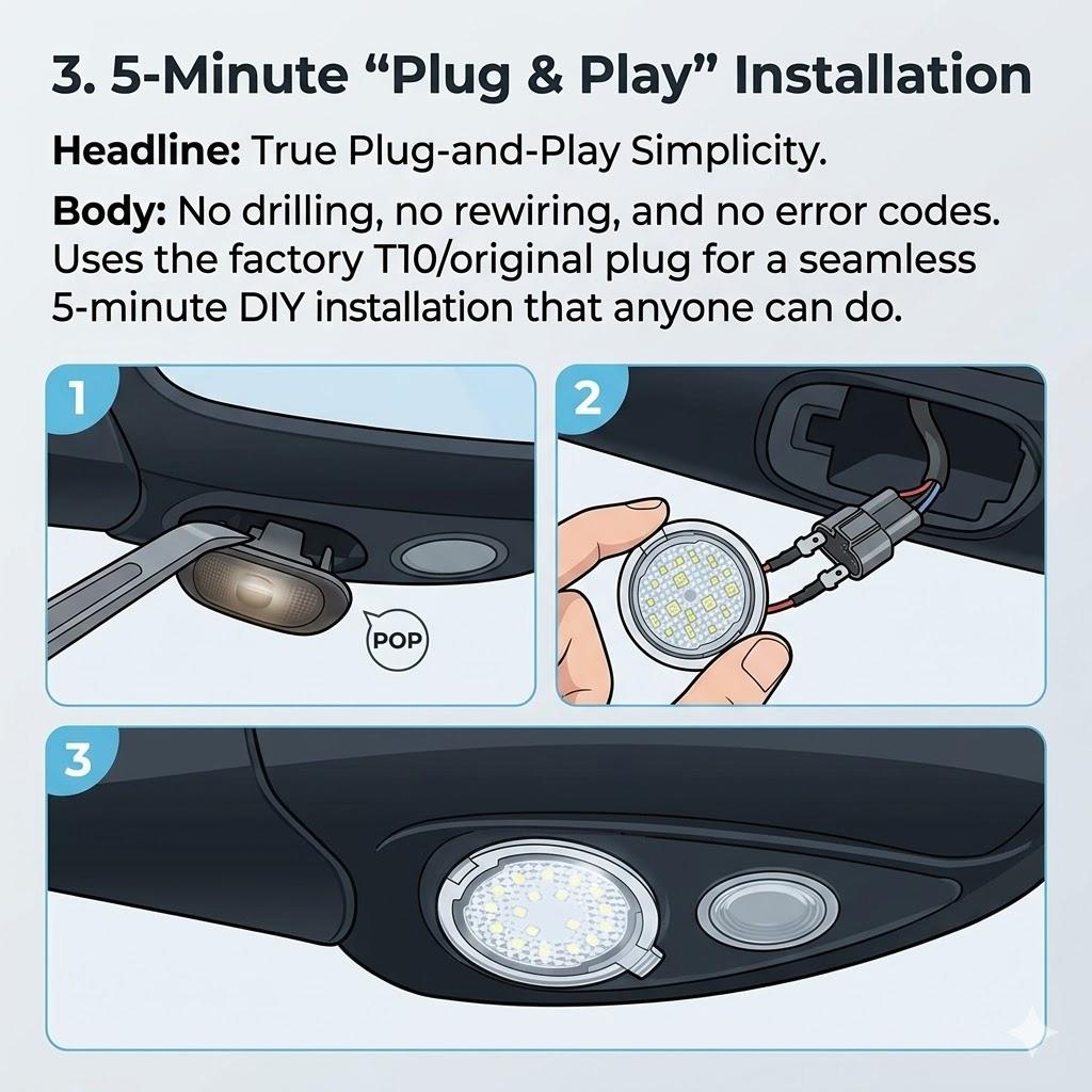 LED Side Mirror Puddle Lights 2-Pack for Ford F-150 Explorer Expedition Edge Flex Taurus 6000K Super Bright White IP67 Waterproof Plug and Play
