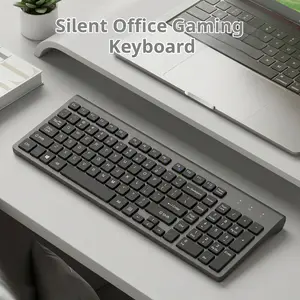 Wireless 2.4g Keyboard, Full Size with Numeric Keypad, Silent Typing, Thin Design, Compatible with Windows, Ideal for Office and Gaming