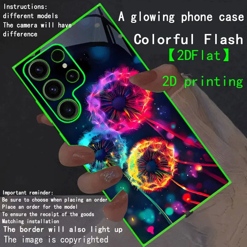 New LED Luminous Phone Case with Glowing Border, Compatible with Galaxy S26 Ultra to A15 5g, Fashionable Protective Cover, Unique Design, Daily Use