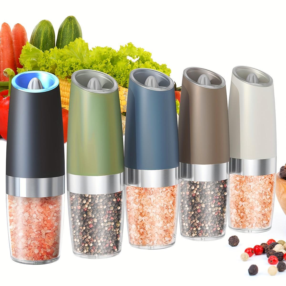 1pc/2pcss CLITON Salt And Pepper Grinder Electric 2pcs, Electric Battery Salt And Pepper Grinder Set, Electric Salt And Pepper Grinder Set, Salt And Pepper Shakers Set, Large Capacity with LED Light, Multiple Style Options, Kitchen Gift
