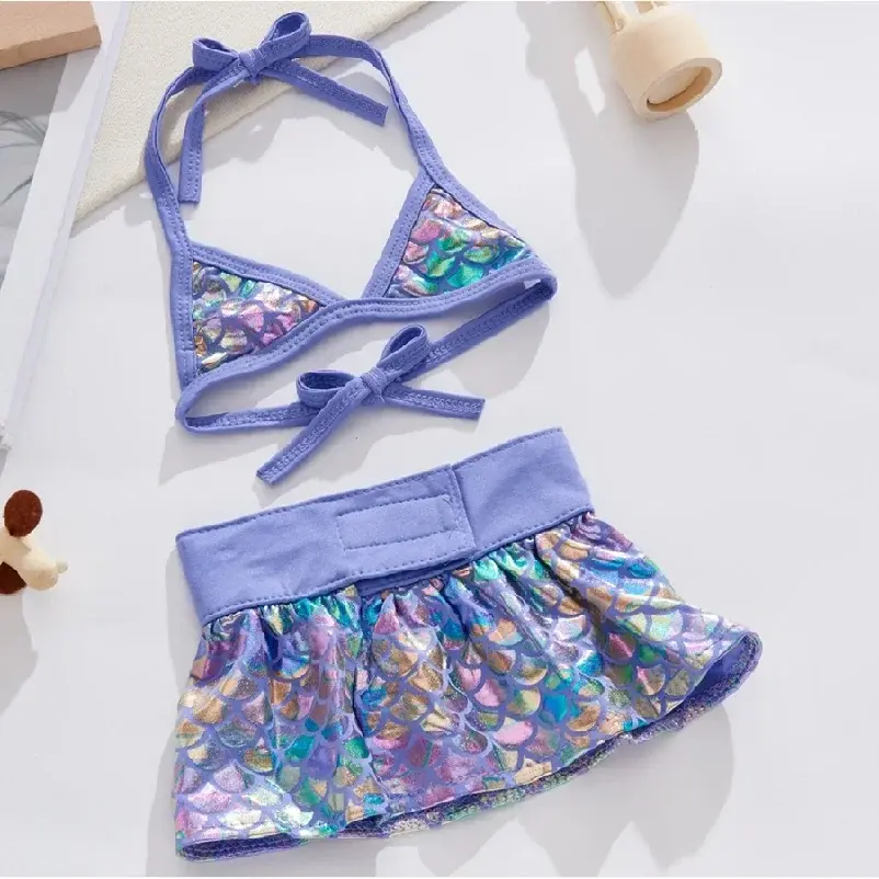 Dog Bikini Swimsuit - Adorable Summer Puppy Beach Outfit & Pet Mermaid Costume for Small Dogs and Cats