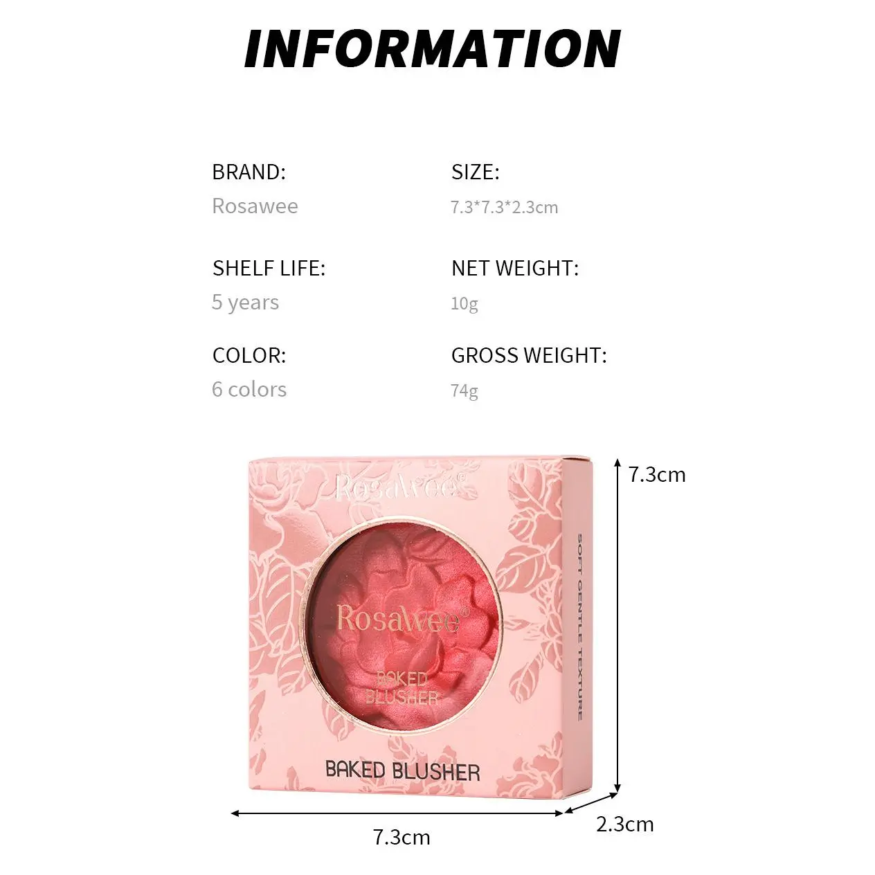 Rose blush with pearlescent shimmer, highlighter for brightening and contouring, natural and three-dimensional for the faceMakeup Cosmetic