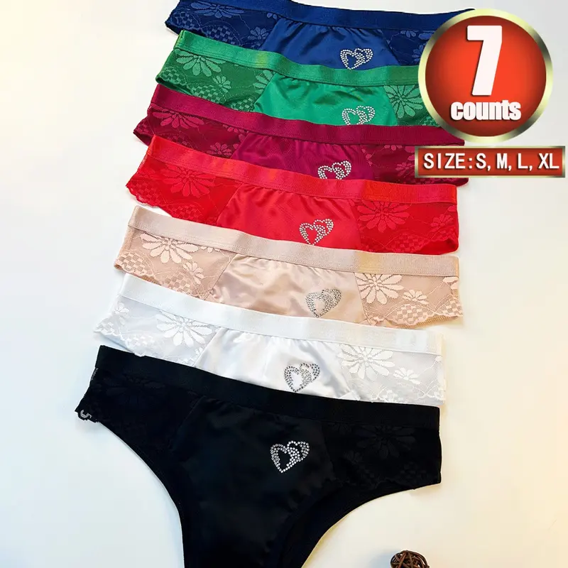 Women's Casual Seamless Lace Spliced Knit Panties, Comfortable Breathable Underwear, Available in 7 Colors, Suitable for All Seasons, Ideal for Daily Wear, Everyday, Fitted Underwear, Breathable Comfy Innerwear #GLOBAL PICKS