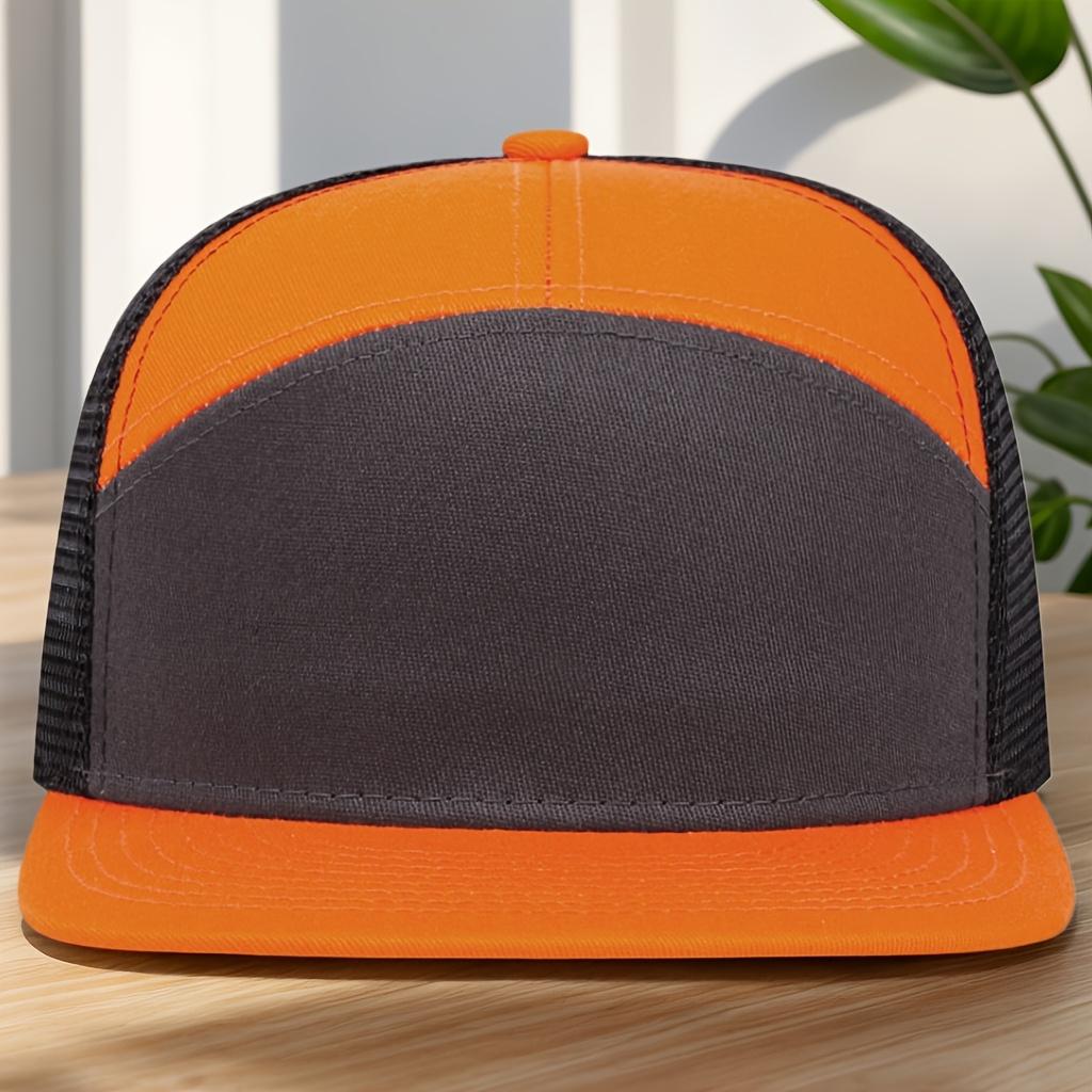 Fashionable and simple seven-piece spliced smooth board baseball cap for men and women, outdoor mesh fabric, summer flat edge mesh cap, casual and versatile