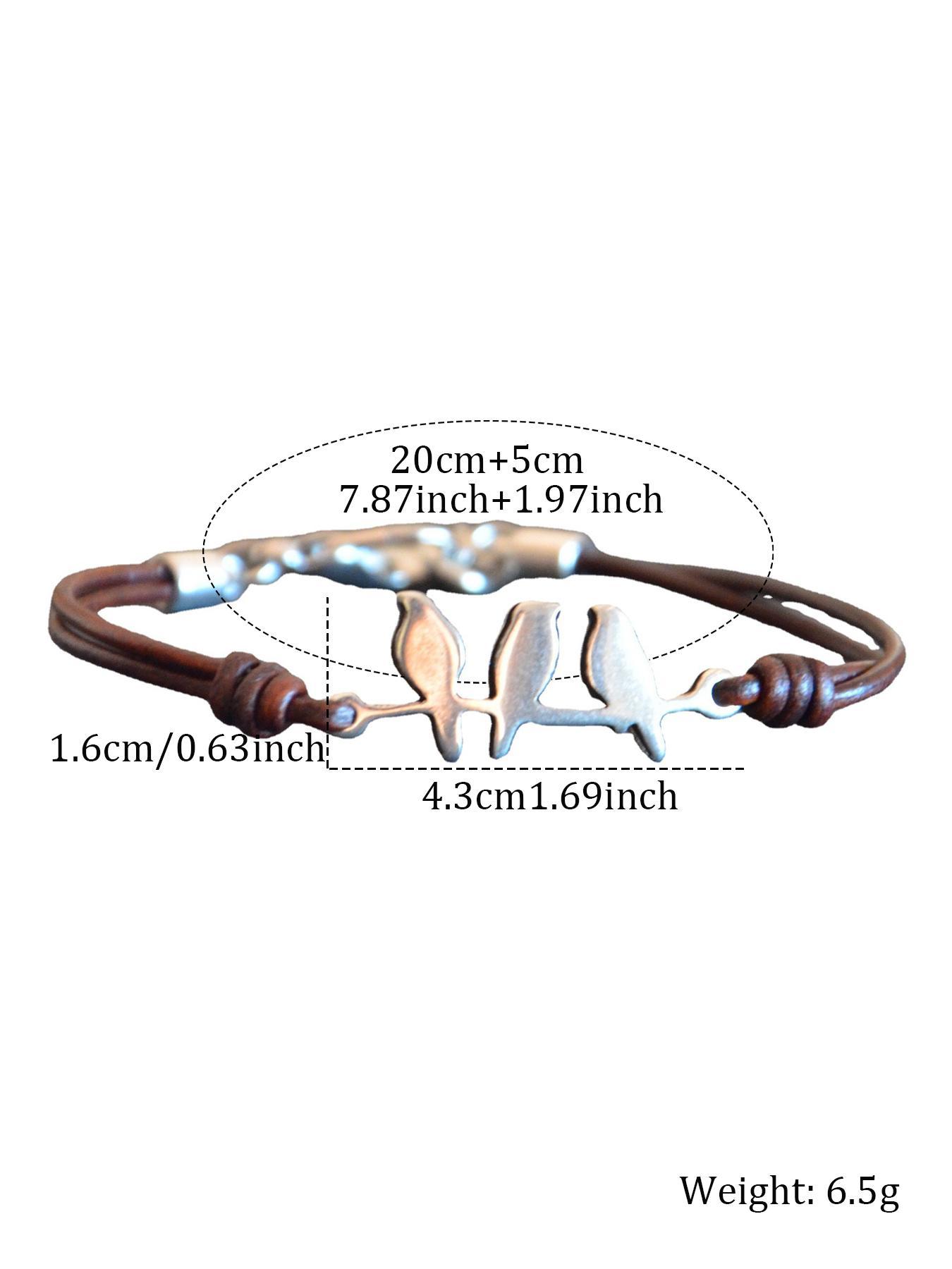 Bird Design Pu Leather Bohemian Bracelets, Leather Braided Bracelet, Fashion Jewelry for Party, Daily Clothing Decor, Trendy All-match & Exquisite Jewelry for Birthday Gift