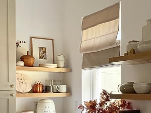 Roman Shades for Windows , Window Treatments , Darkening Shades, 31"W X 64"H , Belgian Flax (Privacy & Light Filtering) Roman Shades for Windows , Window Treatments , Darkening Shades, 31"W X 64"H , Belgian Flax (Privacy & Light Filtering)