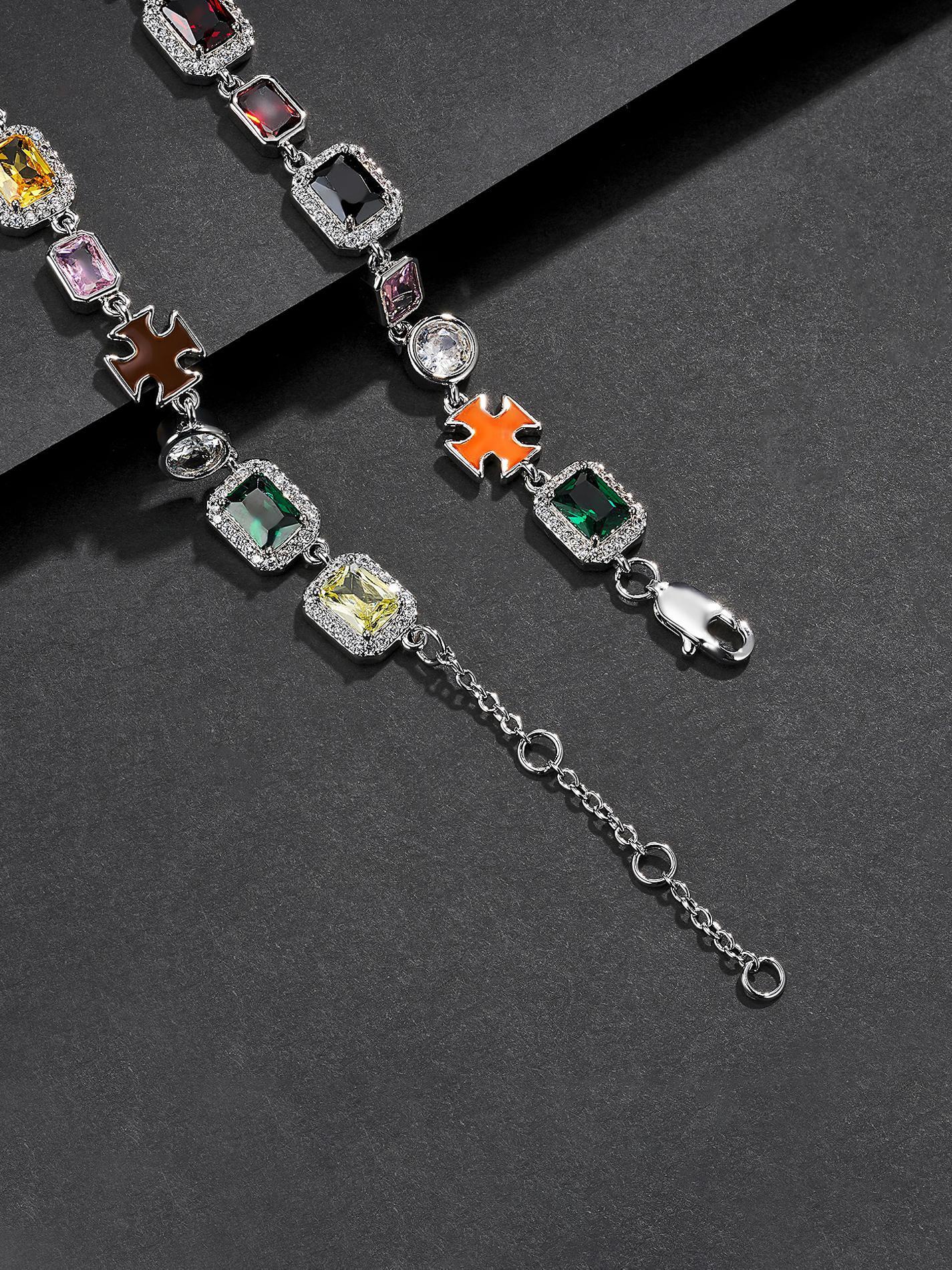 Colorful Faux Crystal Zirconia Necklace, Rhinestones Pendant Necklace, Zirconia Pendant, Light Luxury Holiday Gift for Others, Jewelry Accessories for Women & Girls