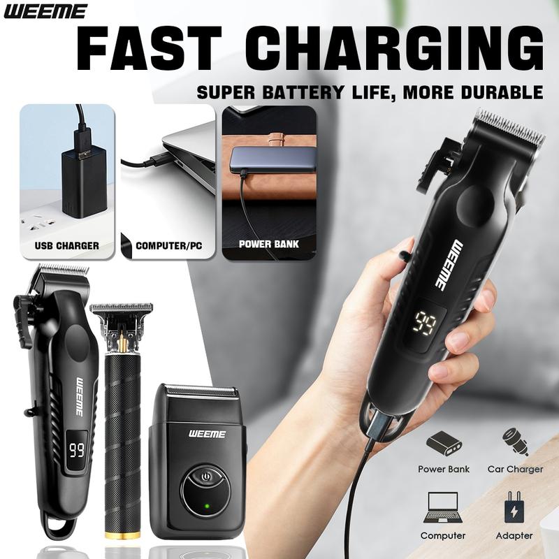 Professional Men's Electric Shaver with Built-In Rechargeable Battery, T-Head Trimmer and USB Charging, Grooming Gift for Him