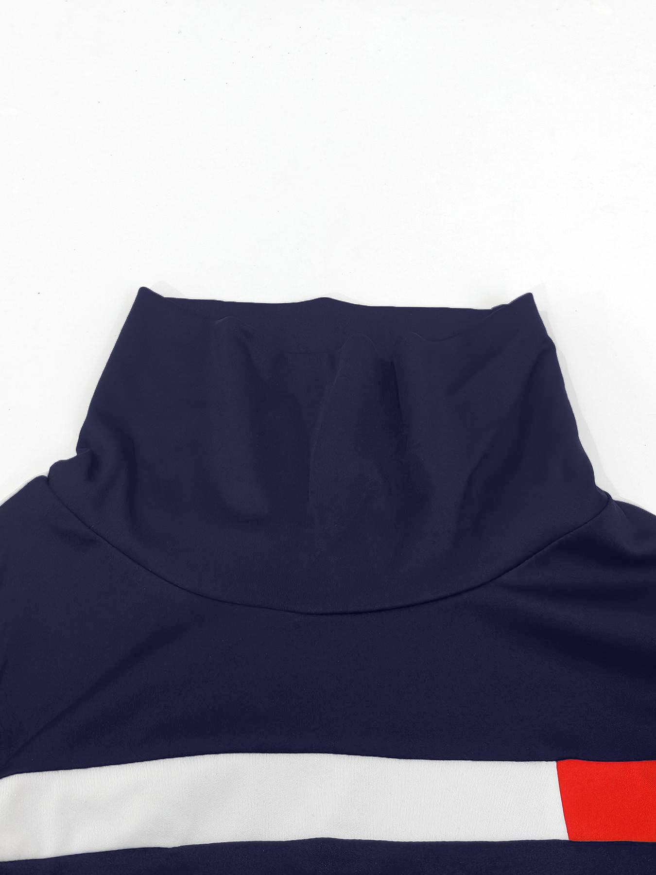 Women's Patchwork Jersey Sweatshirt & Pants Set, Casual Fitted Long Sleeve High Neck Pullover & Trousers, Women's Fall & Winter Clothes for Daily Wear, Womenswear