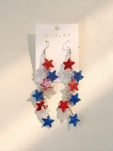 1 Pair Classic American Independence Day Star Acrylic Drop Earrings, Perfect Gift for Women, Stylish Jewelry for Celebrations, All Seasons Wear
