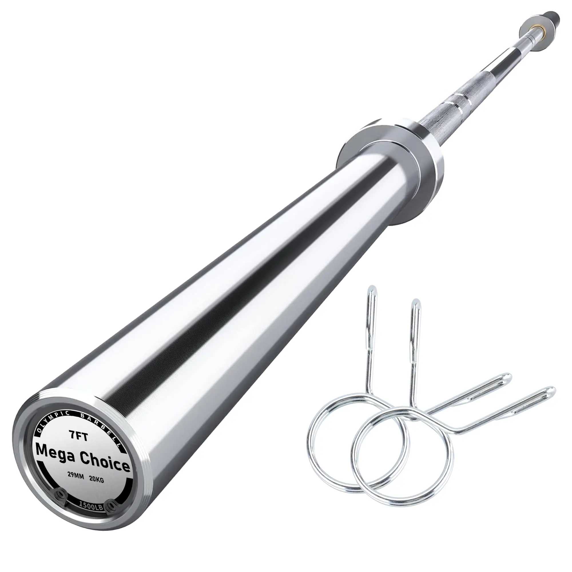 GARVEE 7FT Olympic Barbell 45LB Weight Bar with 1500LB Capacity, Hard Chrome Finish, Knurled Grip for Heavy Strength Training, Suitable for Squat, Deadlift, Bench Press, Fits 2 Inch Plates
