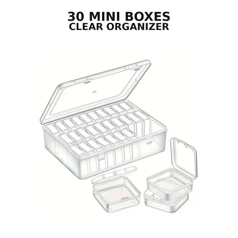 Clear Jewelry Storage Box, 1 Count Large Durable Storage Box with 30pcs Small Boxes, Home Organizer for Jewelry & Small Items