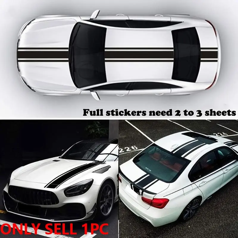 1PC   49 * 8.7 Inch Cover Striped Car Sticker Automotive  Waterproof and Sun Protection Durable  Suitable for Car Hood  Truck SUV Body Modification Racing Style Decorative Latte  Multi-color Optional  Vehicle External Accessories