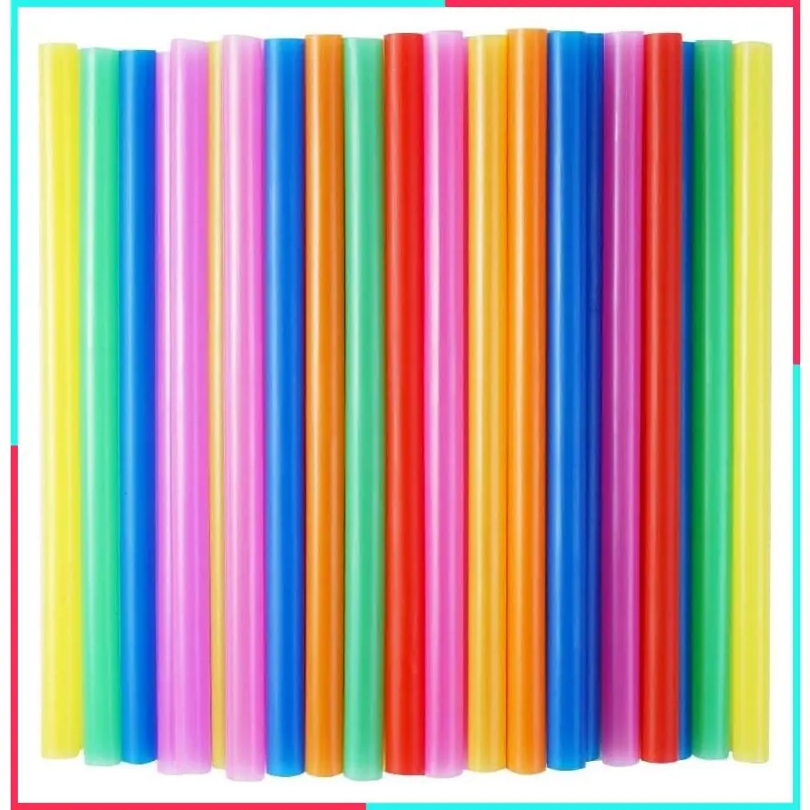 100 Pack Colorful Jumbo Smoothie Straws - Disposable Wide Mouth Plastic Straws for Bubble Tea, Milkshakes, Thick Drinks