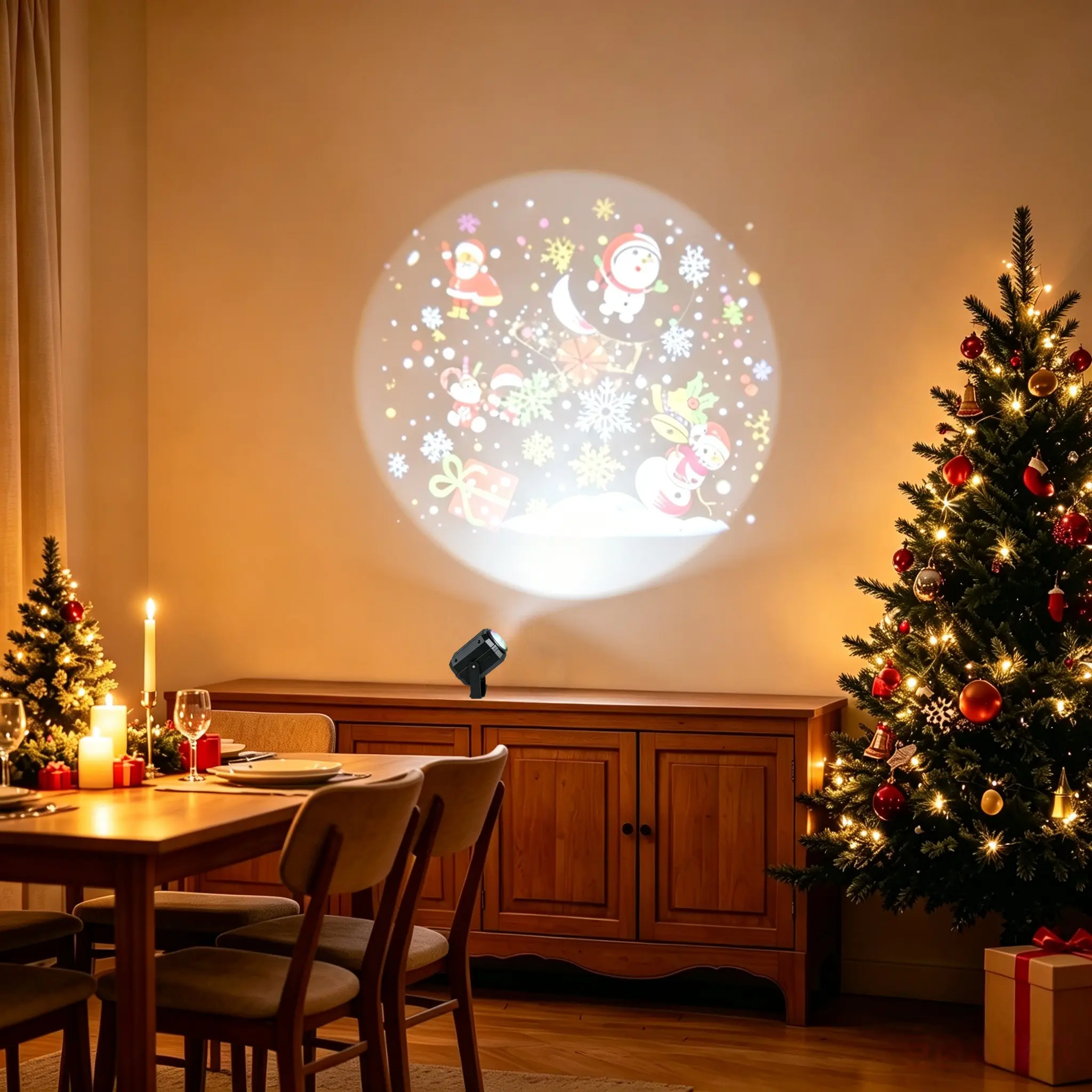 USB Powered Christmas Square Projector Light, Santa Claus Pattern, Snowflake LED, Indoor Outdoor Decor, Party Wedding Holiday