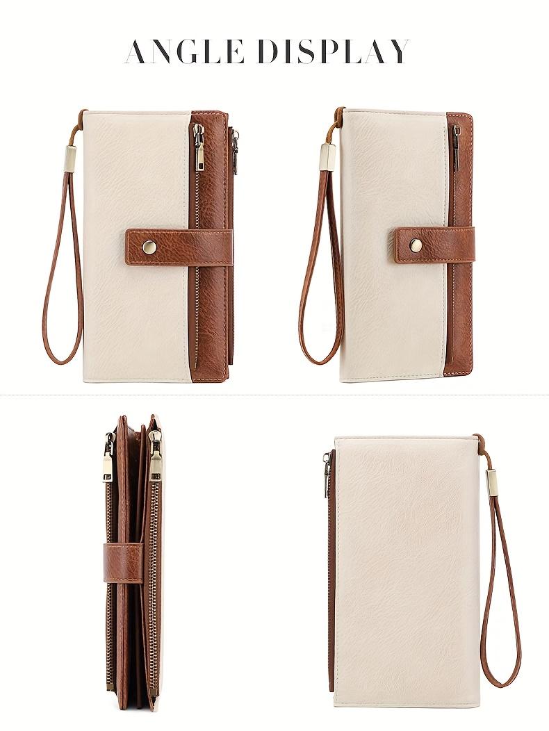 Retro Wallet - Polyester Lining, Long Wallet with Double Zipper Compartments, Multiple Card Slots, Zipper Closure and Coin Pocket, Minimalist Three-Fold Design for Everyday Use