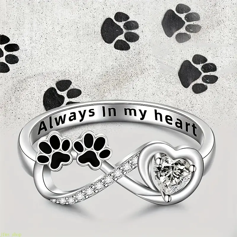 Cute Cartoon Pet Paw Print Ring, Creative Heart Cat Claw Ring, Birthday Gift for Girlfriend & Best Friend, cat paw ring, paw print ring, heart cat ring, cute cat ring, animal ring, cat lover gift, pet lover gift, gift for girlfriend, gift for best friend