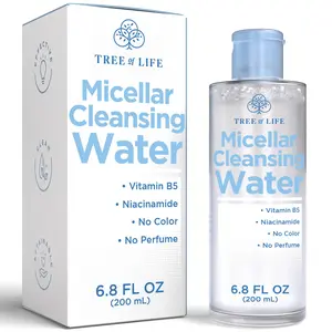 Micellar Cleansing Water 6.8fl oz, No Rinse Makeup Remover with Niacinamide, Vitamin B5 & Glycerin, Gentle Liquid Eye Makeup Remover