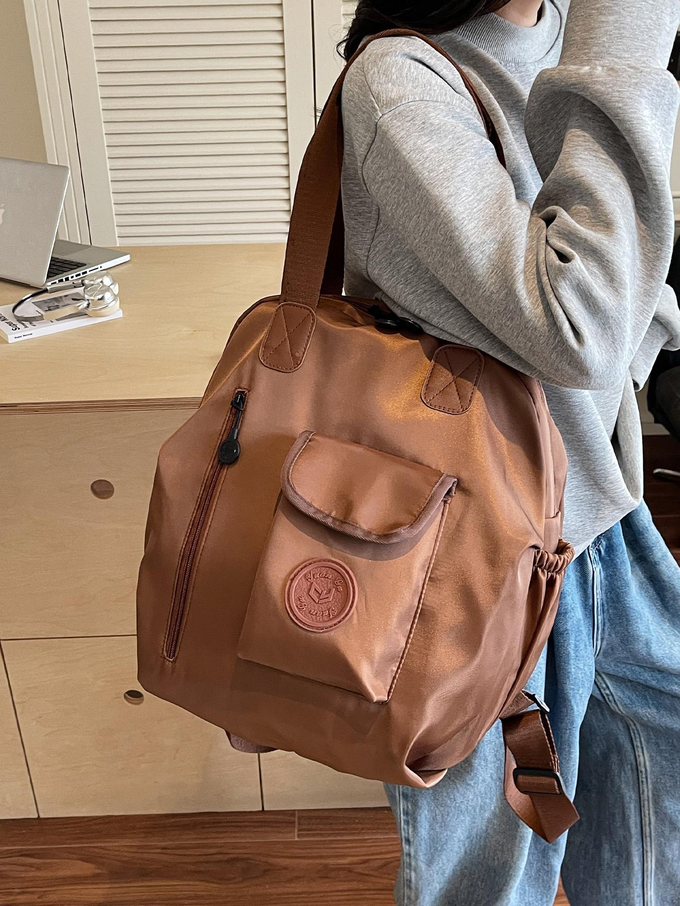 Women's backpack is fashionable, simple, casual, retro, versatile, solid color, multi-functional, suitable for daily travel, school, travel backpack Casual Daypack