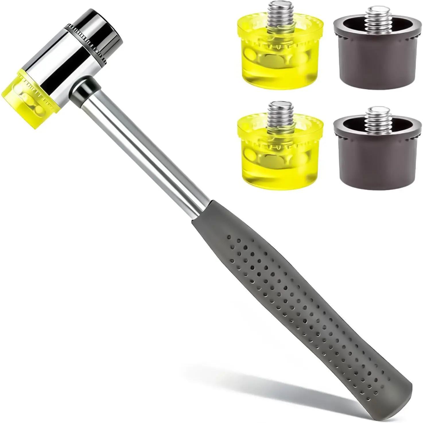 Small Rubber Mallet Hammers 25mm Double Faced Rubber and Plastic , Two-Sided Rubber Hammer Small Plastic Mallet with 4 count   for , Leather, , DIY, Furniture Setup