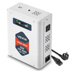VEVOR Step Down Voltage Converter, 3000VA, Heavy Duty Voltage Power Converter, 220V to 110V Power Transformer, with 2 US Outlets, USB Output, LCD Display, Temperature Protection, for 110V Appliances