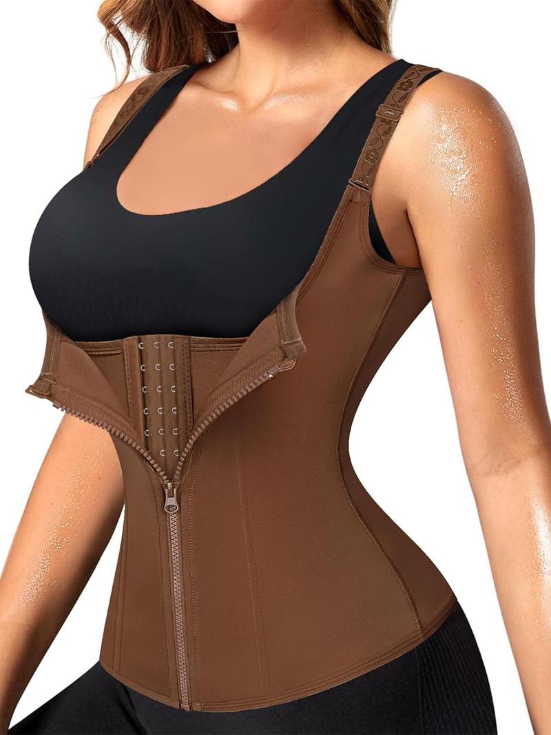 Women's Adjustable Strap Zipper Shapewear Top, Tummy Control Waist Trainer, Corset Waist Shapewear, Ladies Shapewear for Fall, Matt Waist Trainers