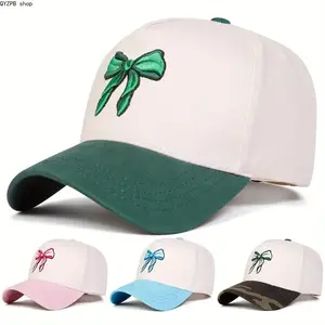 Unisex Coquette Bow Embroidered Baseball Cap Cute Aesthetic Adjustable Sun Protection Hat Lightweight Breathable Vintage Preppy Dad Hat for Travel Beach Vacation Outdoor Sports Daily Wear