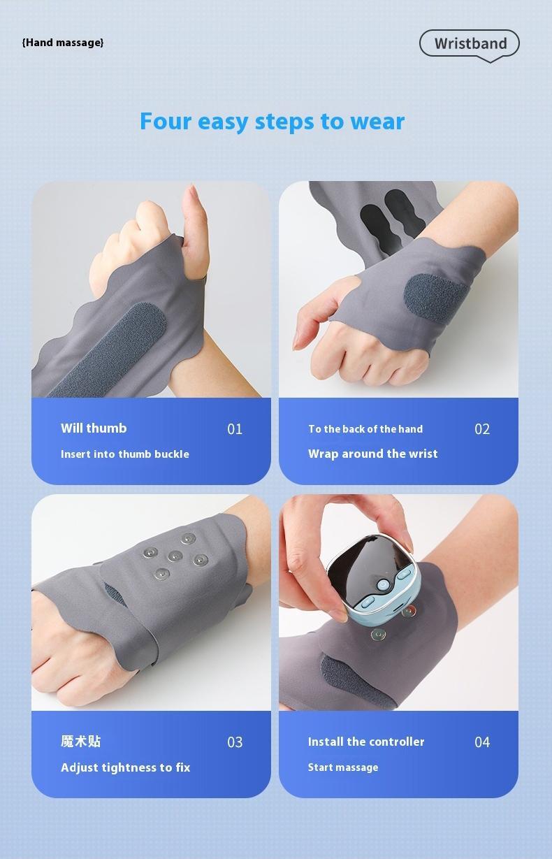 Portable Heated Wrist Massager with Vibration - 5 Massage Modes & 9 Intensity Levels, USB Rechargeable Cordless Hand Care Massager Heating Wrap for Tendonitis Arthritis Rheumatism Home Office Work Outdoor Sports Hands Pain Relief, Gift for Mom Dad Christm
