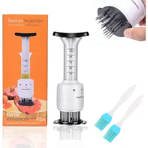 Stainless Steel Sharp Needle Blades Meat Injector 2 in 1 Needle Meat Tenderizer, 304 Stainless Steel(3 injection needle pinhole), Sauces Injector Marinade Flavor Syringe Kitchen Accessories