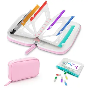 A7 Waterproof Pill Organizer with 7 PCS L Size Zippered Pill Pouches for A7 Binder, Large BPA-Free Weekly Medicine Organizer, Color-Coded Reusable Travel Pill Storage System