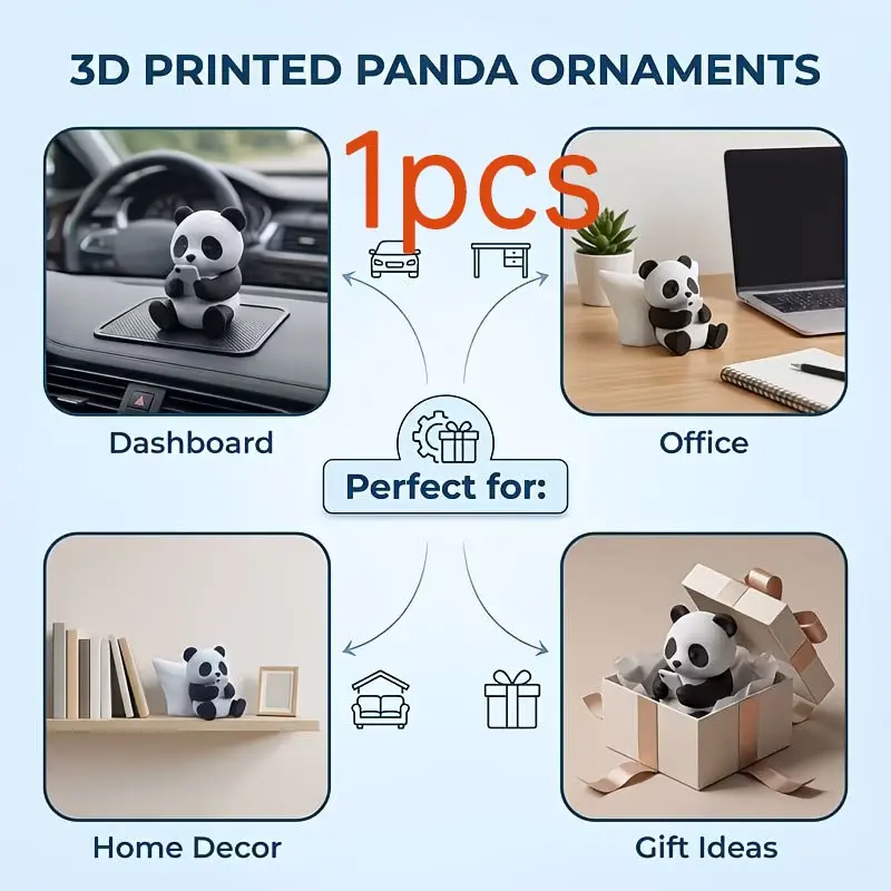 Panda Sculpture Ornament, Desktop Office Decor, Car Accessories, Creative Animal Model, Collectible Mini Statue, Car Hanging Decoration