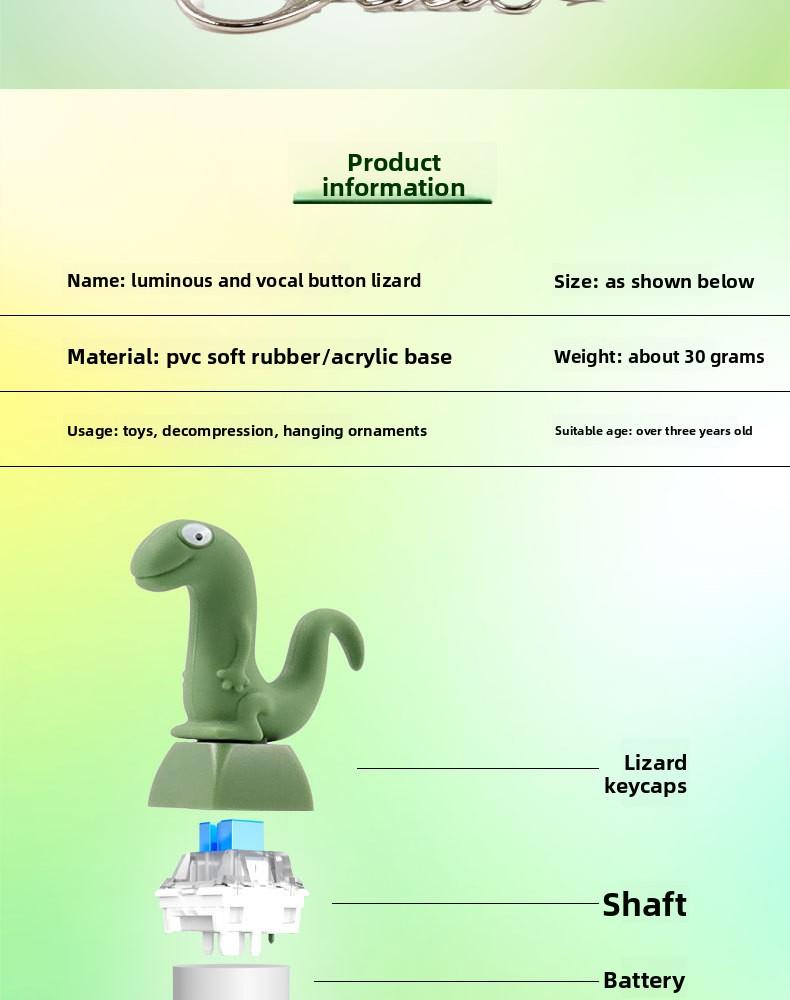 Lizard, frog, and small scallop button keychain – rechargeable LED light, color-changing sound toy |   Valentine's Day gift (suitable for children and adults)