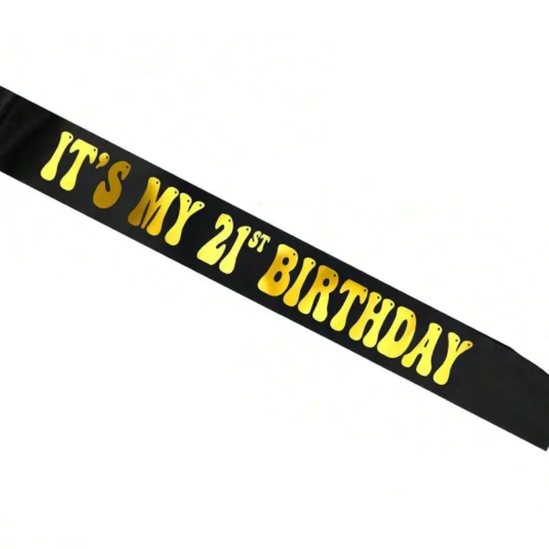 Black Sash 21st Birthday Sash for Women with Gold Foil Lettering, Novelty Funny Party Favor, Decorative Costume Accessory, Party Accessories for 21st Birthday Party Celebration