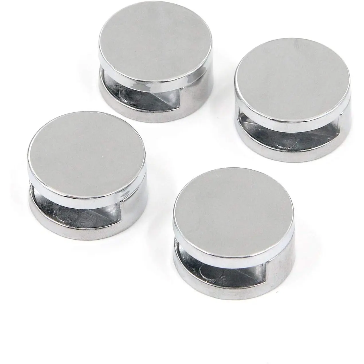 MY MIRONEY 4Pcs Zinc Alloy Round Silver Mirror Clips, Floating Glass Clip Clamps Wall Mounted Mirror Bracket Holder for Bathroom 0.12"-0.2" Thick Mirrors