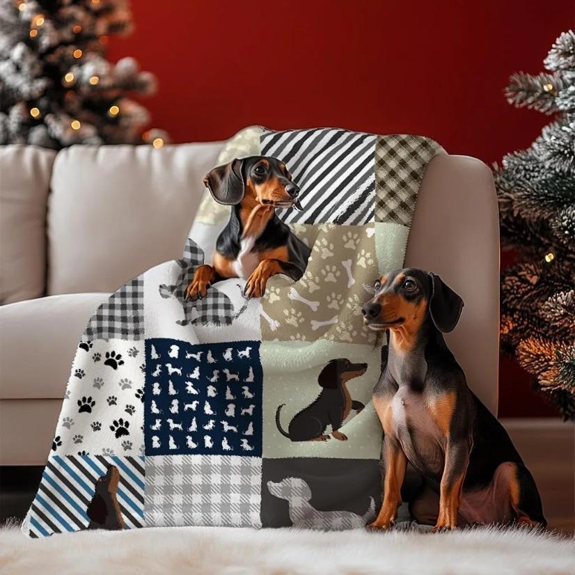 Dachshund Dog Pet Themed Blanket Ultra Soft Flannel Cozy Warm Bedroom Couch Sofa Throw Decor Decorative Throw Perfect Birthday Gift Christmas Gift for Kids Adults Viral Trending Cute Wiener Aesthetic Style