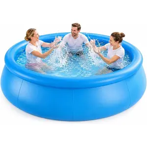 8FT x 24IN Inflatable Swimming Pool, Above Ground Family Blow Up Pool for Backyard, Garden, Outdoor Summer Water Fun, Puncture‑Resistant, Quick Inflation