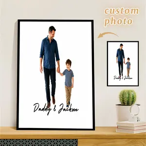 Customizable Father's Day Framed Prints for Dad, Personalized Father Quote Canvas Wall Art with Decorative Frames, Custom Art Prints, 5 Sizes, Ready-to-Hang for Living Room-Man Cave Decor (From Daughter/Son)