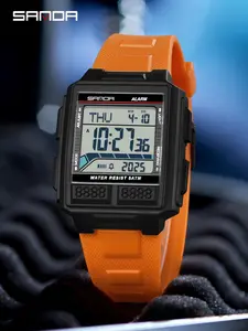 1pcs Sanda 2212 Fashion Men's Digital Watch, Multi-Function Alarm, Glow-In-The-Dark, Waterproof, Sporty Style, Electronic Movement