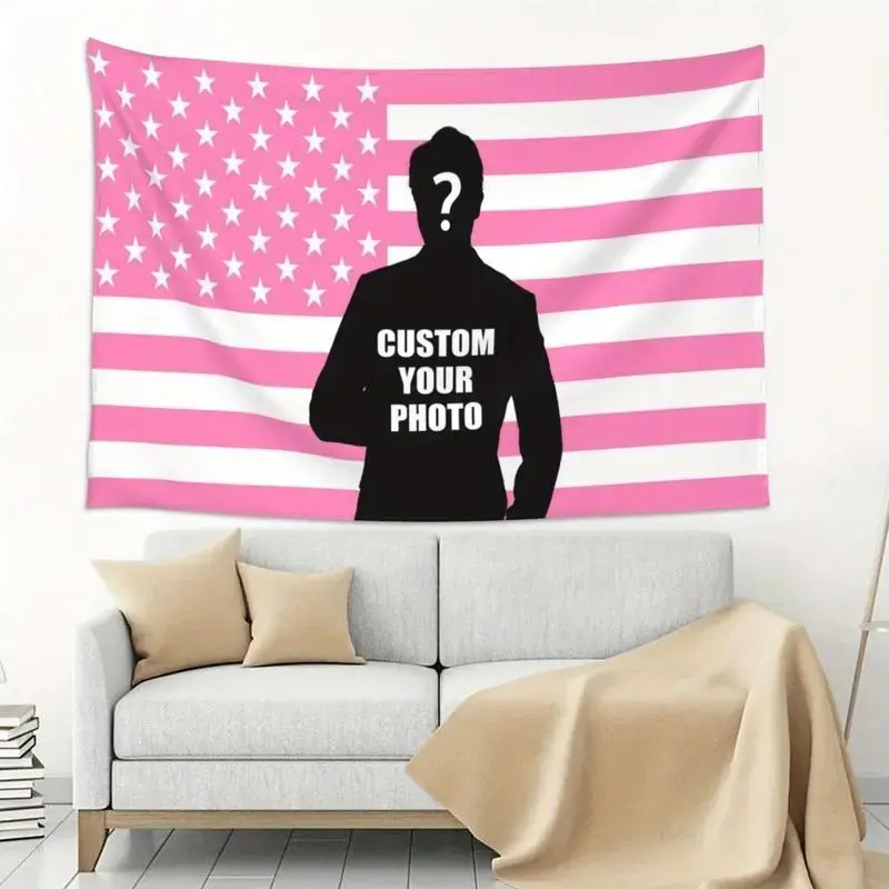 Custom Pk American Flag Tapestries, Upload Your Image/ Text/ Logo,  Customizable Tapestry for Interior and Outdoor Decorations, Gardens, Clubs