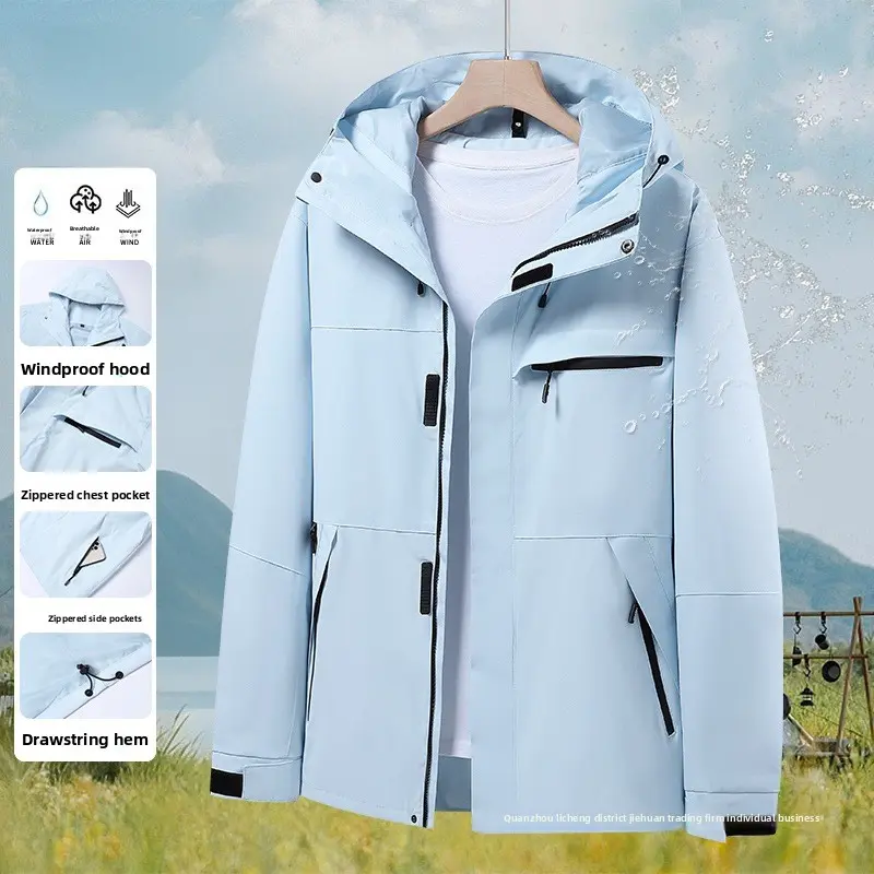 Unisex Casual Autumn-Winter Hooded Windbreaker - Windproof, Waterproof, Breathable Sports Outdoor Outerwear Jacket, Windproof Coat, Multi-Size, Clothes