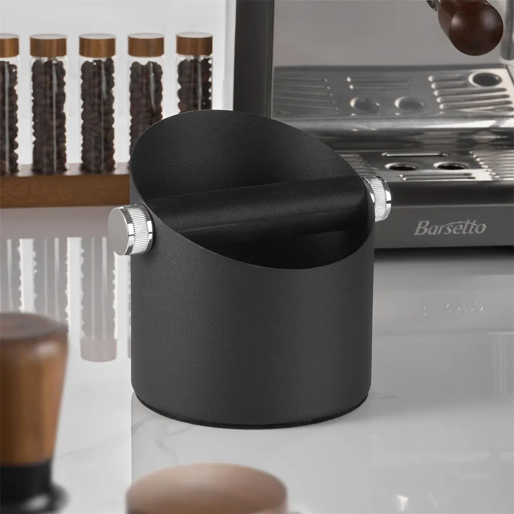 Stainless Steel Cylindrical Coffee Grounds Bucket, Ideal for Espresso Machines, Cafes, Restaurants, Home Baristas, Model 2009011405