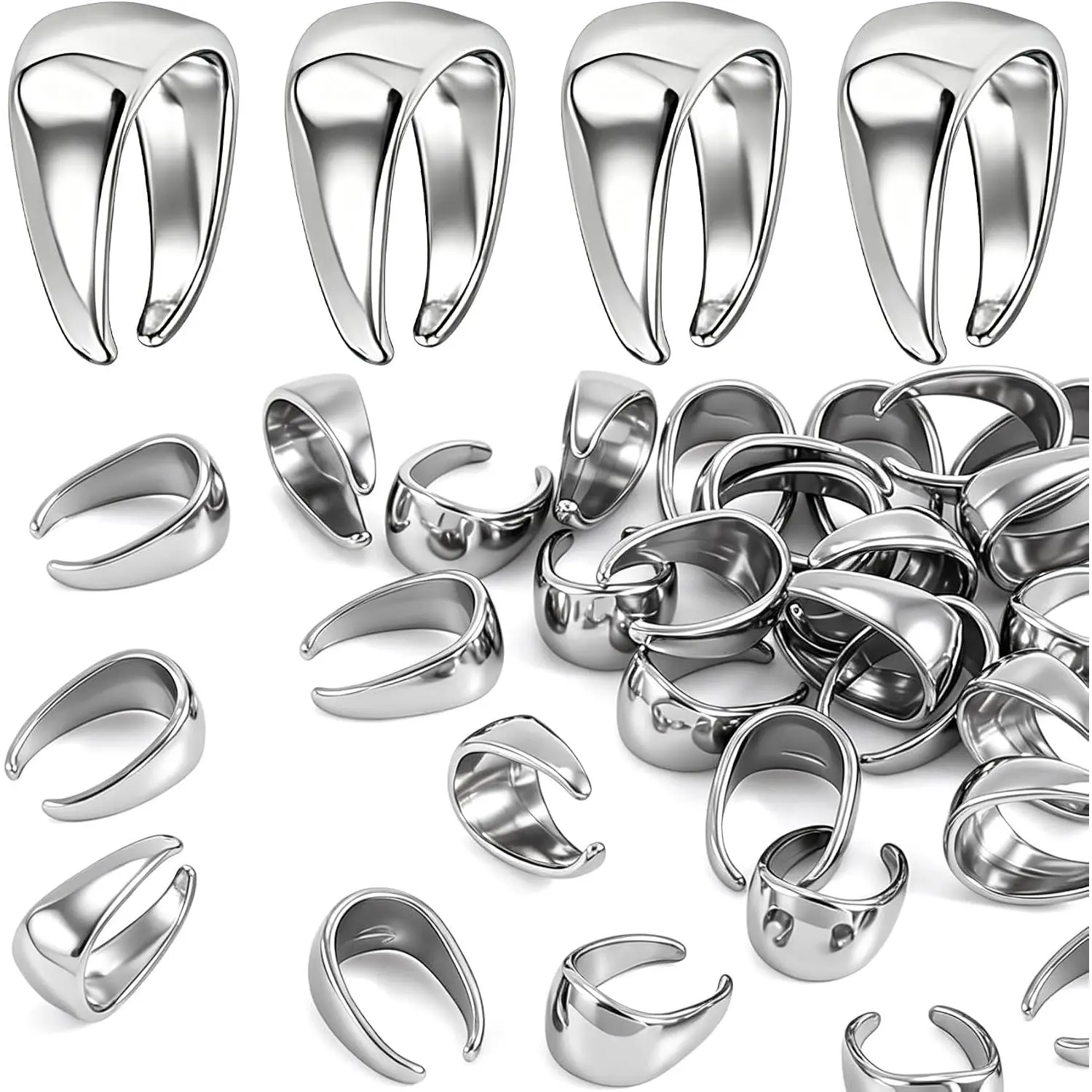 30 count Stainless Steel Pinch Clip Bail Clasps, 0.23inch Pendant Clasp Holders for  Making, Pinch Bails Charm Clasp Clips Findings for Women Necklaces DIY Bracelets -