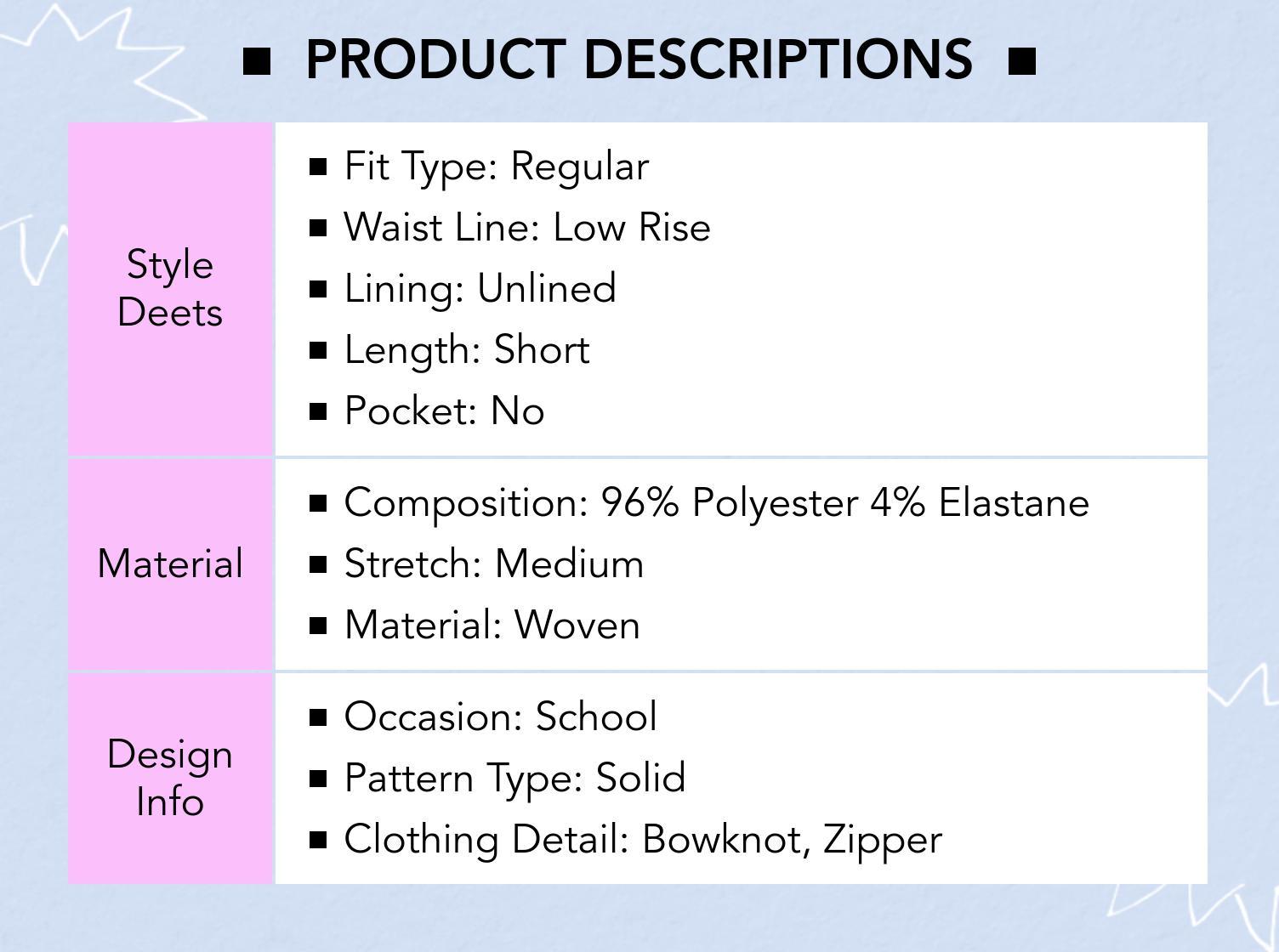 Cider [size 2-10] Low Rise Solid Bowknot Zipper Mini Skirt