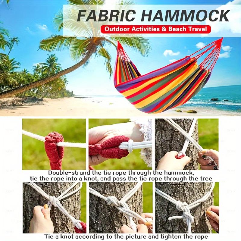 Portable Cotton Hammock, Travel Accessories with Storage Bag and Tree Straps for Camping, Backyard Use