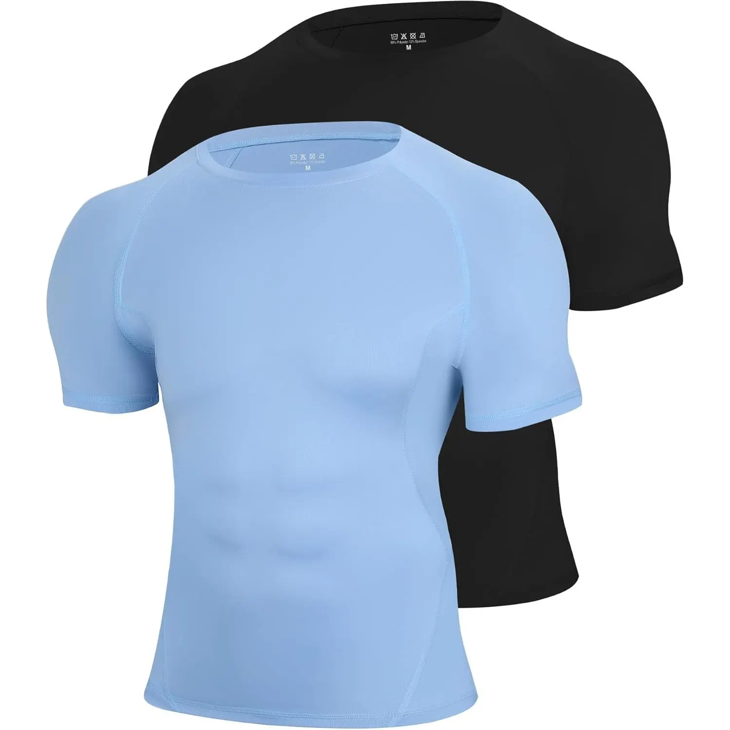 2 Pack Men’s Compression Shirts Short Sleeve Cool Dry Sports Athletic Workout Undershirt Base Layer T-Shirt Tops