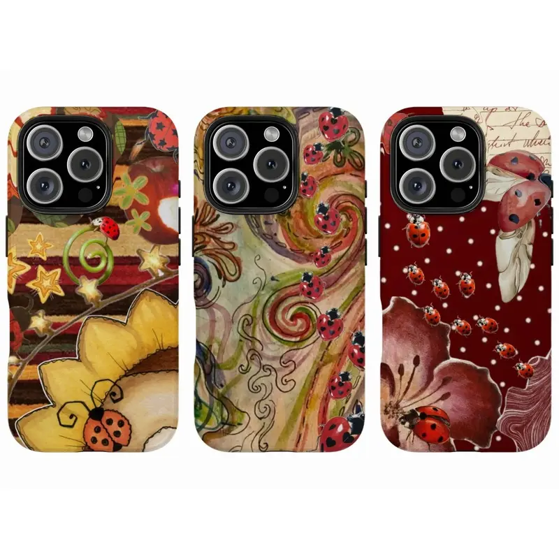 Magnetic Phone Case Whimsigothic Ladybug Case, Aesthetic Heart Wing Insect Collage for IP 17 16 15 14 13 12 11 Pro Max XS, Goblincore Tough Fairycore Gift Women & Men Cover Shockproof Wireless # drop durable protective