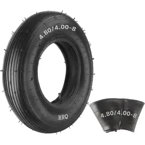 (1-Set) RRQ 4.80/4.00-8" Tire and Inner Tube Set, Universal Replacement Pneumatic Tires, Fits 15.5-inch wheels, TR-13 Straight Valve Stem, for Wheelbarrows, Dollies, Trolleys, Garden Carts and More