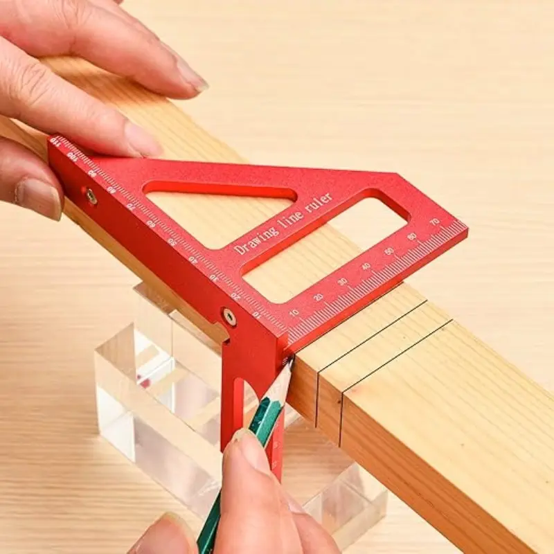 3D Multi-Angle Measuring Ruler, Integrated Ruler – Precision aluminum alloy carpenter square and miter triangle tool for woodworking, engineering and construction, 45°/90° protractor and layout ruler for accurate measuring, marking and DIY use